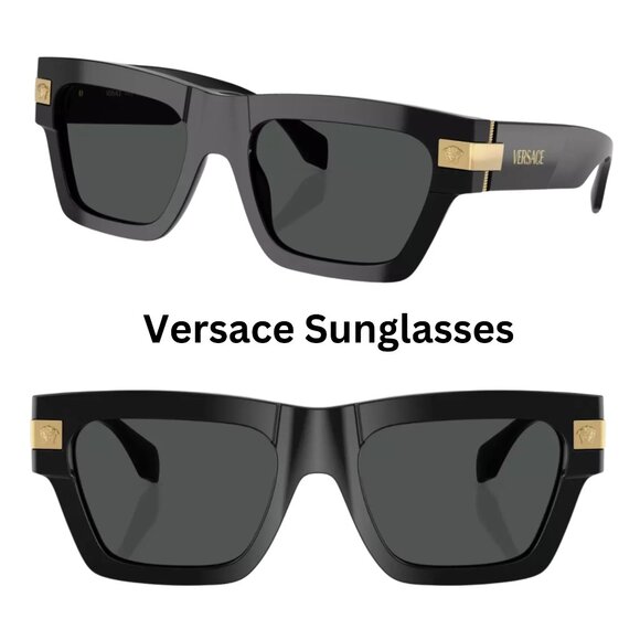 VERSACE SUNGLASSES VE4464 GB1/87 BLACK FRAME W/ DARK GREY LENS 52MM